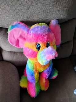Rainbow Elephant, 16" Tall