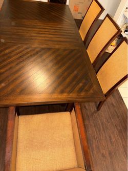 Dark Wood Dining Table with 8 Chairs