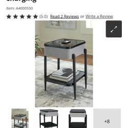 Bluetooth Soeaker Phone Charging Grey And Black Furniture  End Table
