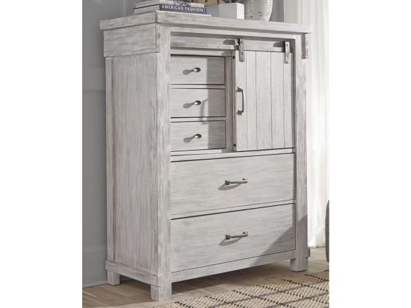 Brashland 5 Drawer Chest of Drawers with Sliding Door