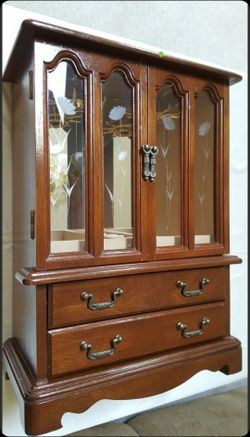 Wood Mirrored Dresser Jewelry Box