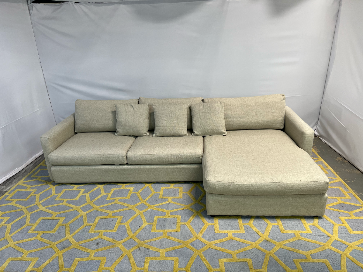( Delivery Available ) Basset Allure Track Arm Light Beige Sectional Couch