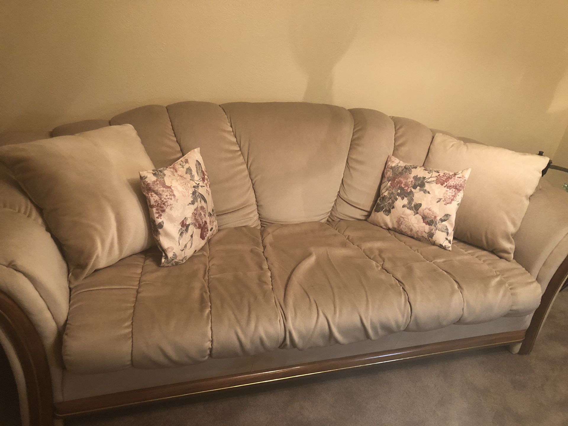 Classic Sofa with wood and gold Trim- looks new