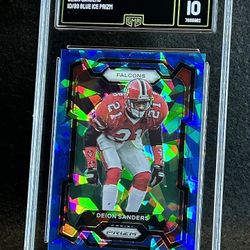 2023 Prizm 💥 Deion Sanders 💥 Blue Ice Prizm 10/99 GMA 10 💎 Mint - Atlanta Falcons