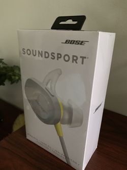 SEALED Bose Wireless Soundsport Headphones Earbuds - White / Citron