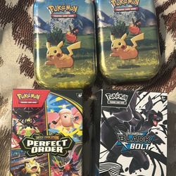 1 Blackbolt And Perfect Order Boosters. 2 Acended Heroes Tins 