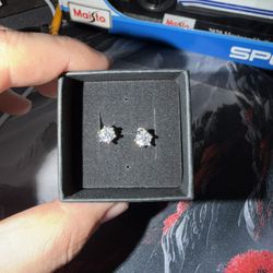 Silver Moissanite Earrings With Box 0.5c 2 Available 