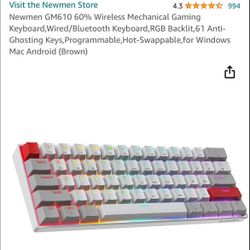 Newmen GM610 60% Wireless Mechanical Gaming Keyboard (Brown)