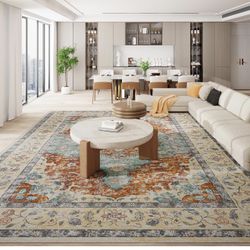 Topllen Washable Area Rug - Area Rug 8 x 10Boho Soft