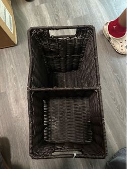 Wicker stairs basket