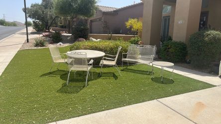 Metal patio set with bench