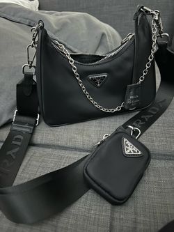 Black nylon re edition cross body bag
