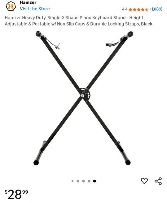 NEW X Shape Piano Keyboard Stand - Height Adjustable & Portable w/ Non Slip Caps & Durable Locking Straps, Black