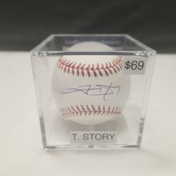 Reds Sox Trevor Story Signed, PSA-Certified Baseball In Display Cube