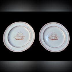 Spode Copeland England Trade Wings  Red Gold Trim Salad Plates Lot Of 2 
