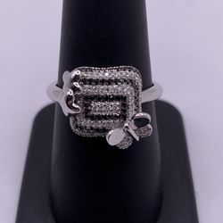 14K White Gold Black and White Diamond Ring