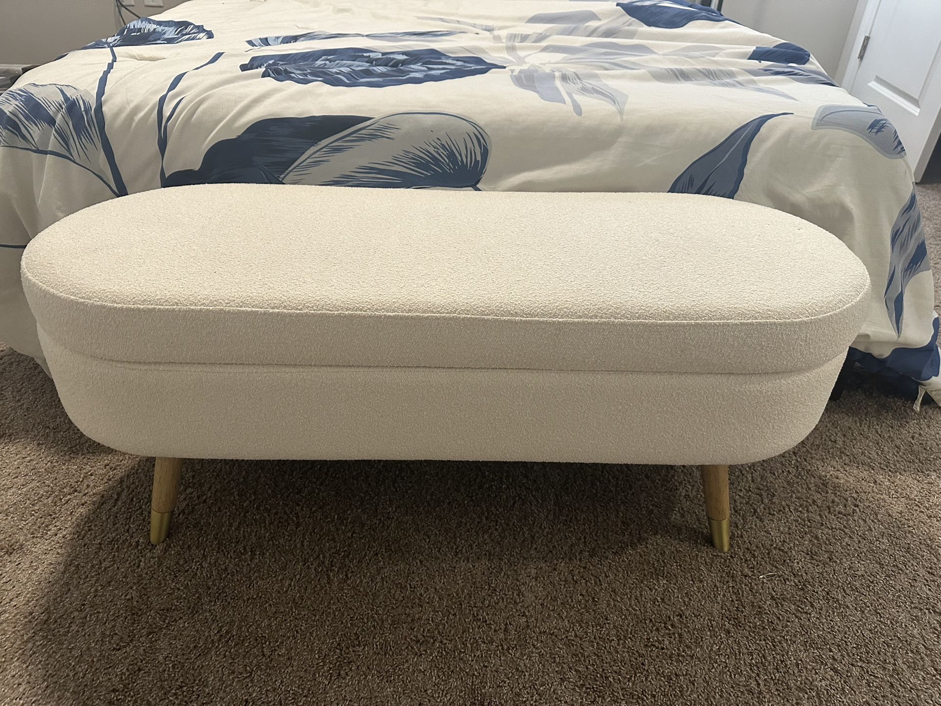 Upholstered Oval Storage Ottoman and Bench