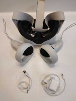 Meta Quest 2 VR Headset Bundle — 2 Controllers, Charger & Cables