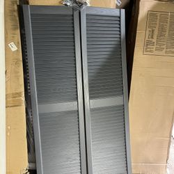 NEW 15” x 55” Open Louvered Polypropylene Shutters in Gray (2 Pairs)