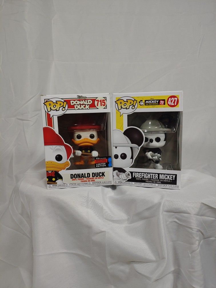 Donald Duck And Firefighter Mickey Funko Pop Collectibles