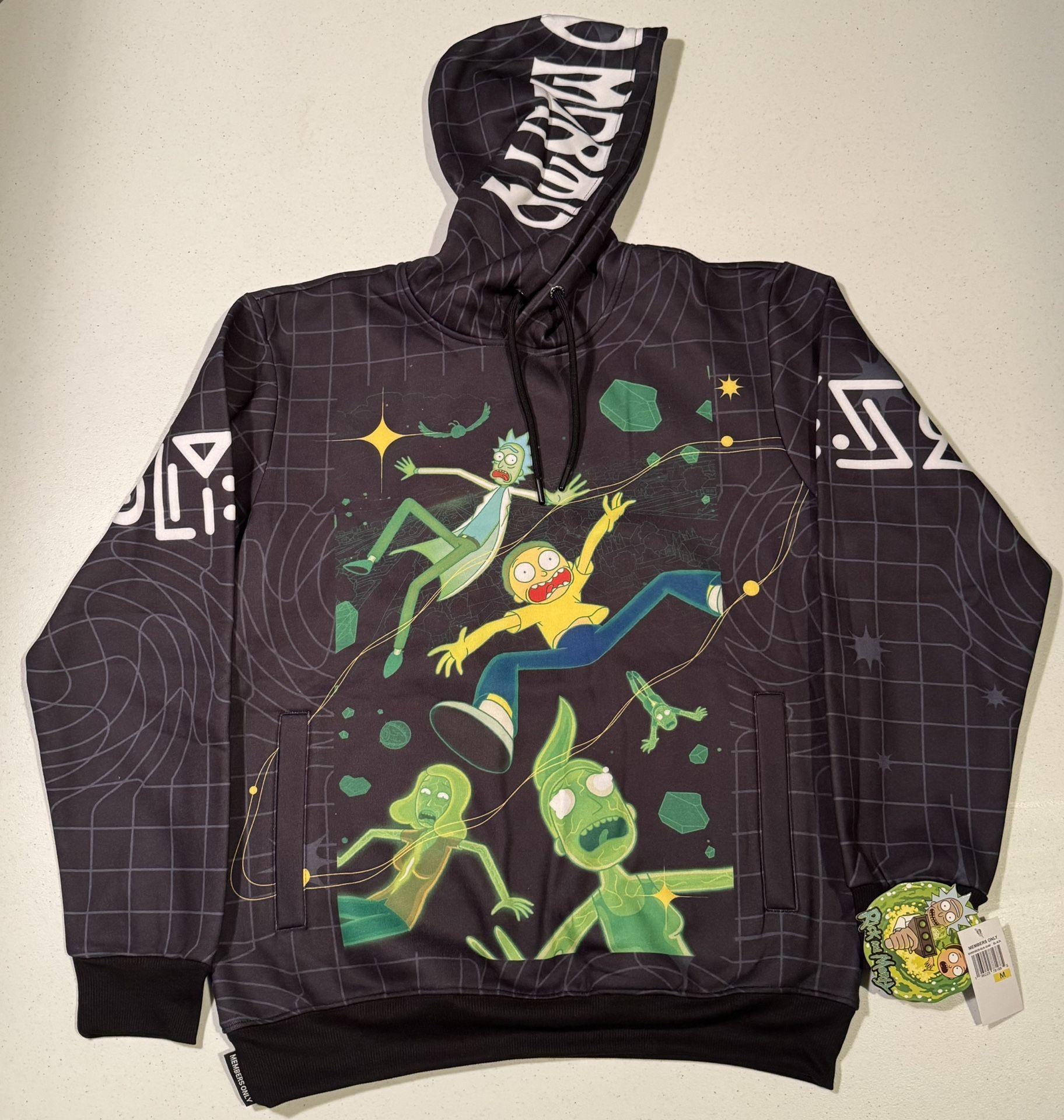 Rick and Morty Pullover Hoodie Members Only Adult Swim Graphic