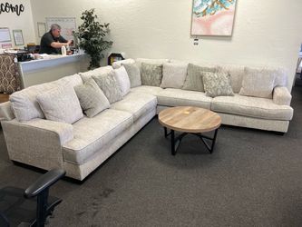 Large L-Shaped Sectional Sofa with Throw Pillows