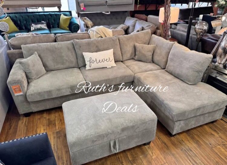 $465 No Tax 3-Pc Sectional Sofa Ottoman With Storage