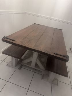 Farmhouse Table With Benches 