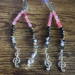 Silver Hair Clips With Beads And Music Note Charms