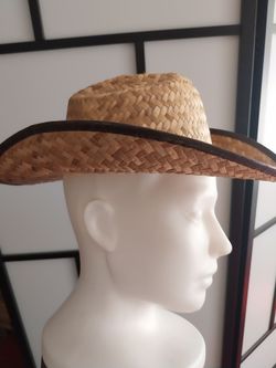 Straw Cowboy Hat with Dark Trim size S or 7