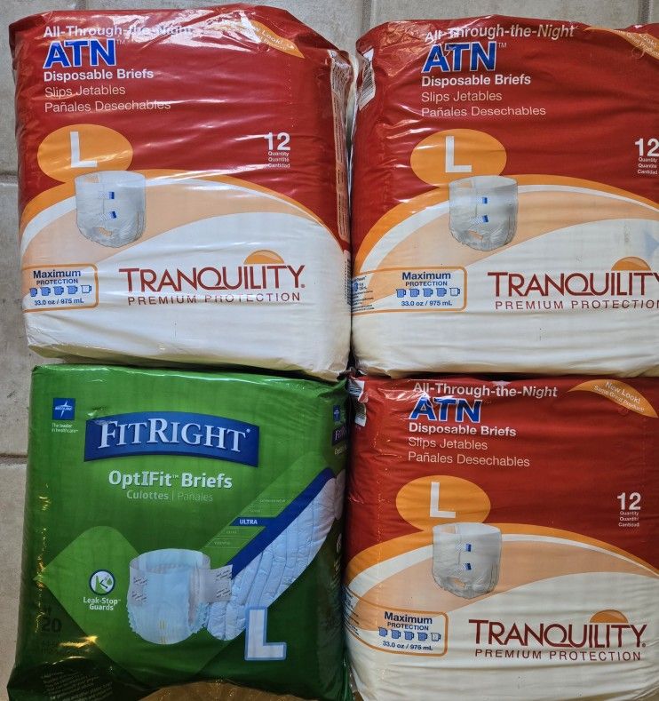 4 PACKS UNISEX ADULT DISPOSAL BRIEFS MAXIMUM PROTECTION 