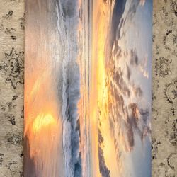 Ocean Picture On Canvas With Wooden Frame