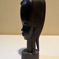 Hand Carved Wood Woman Sculpture African Art Head Statue Figure 9.5" H.Vintage