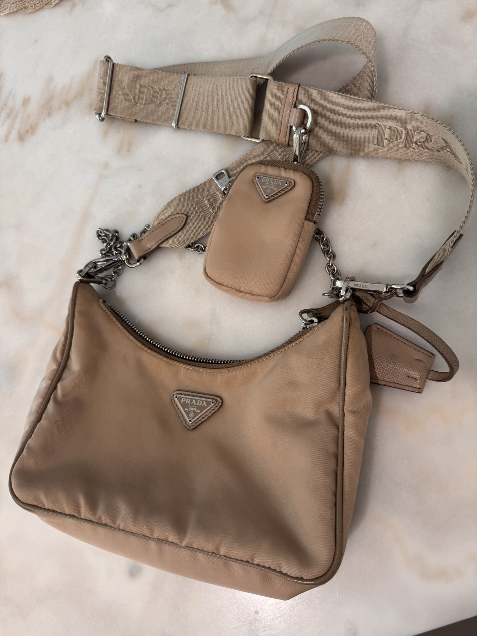 Prada nylon beige re-edition 2005 Authentic Used