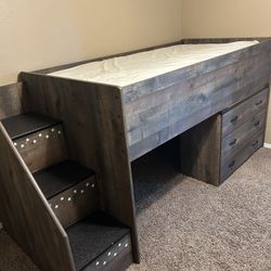 Twin Elevated Bed With Dresser