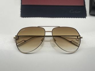 Cartier Gold Aviator Sunglasses Brown Lens