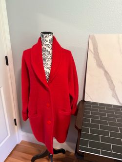 IB Diffusion Vintage Womens Cardigan Red Knit Wool Mohair Pockets Size L