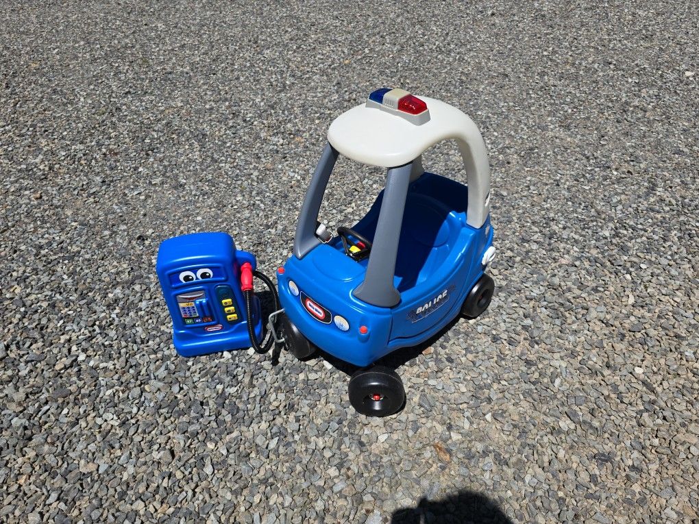Vintage Little Tikes Cozy Coupe Police Car 🚓 And Gas Pump ⛽️