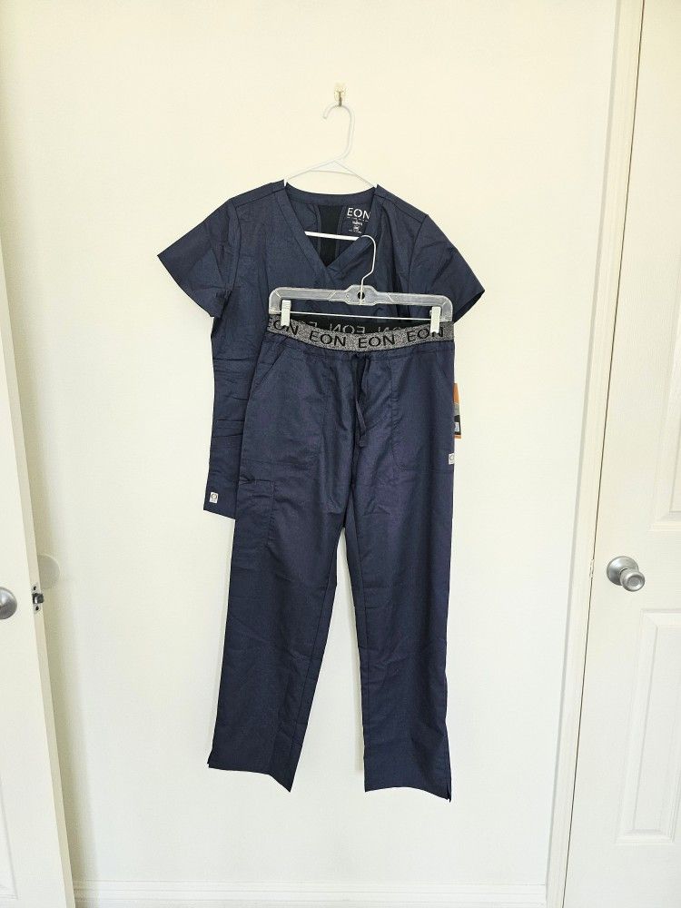 NWT EON by Maevn Dark Blue Scrub Set - Top and Bottom