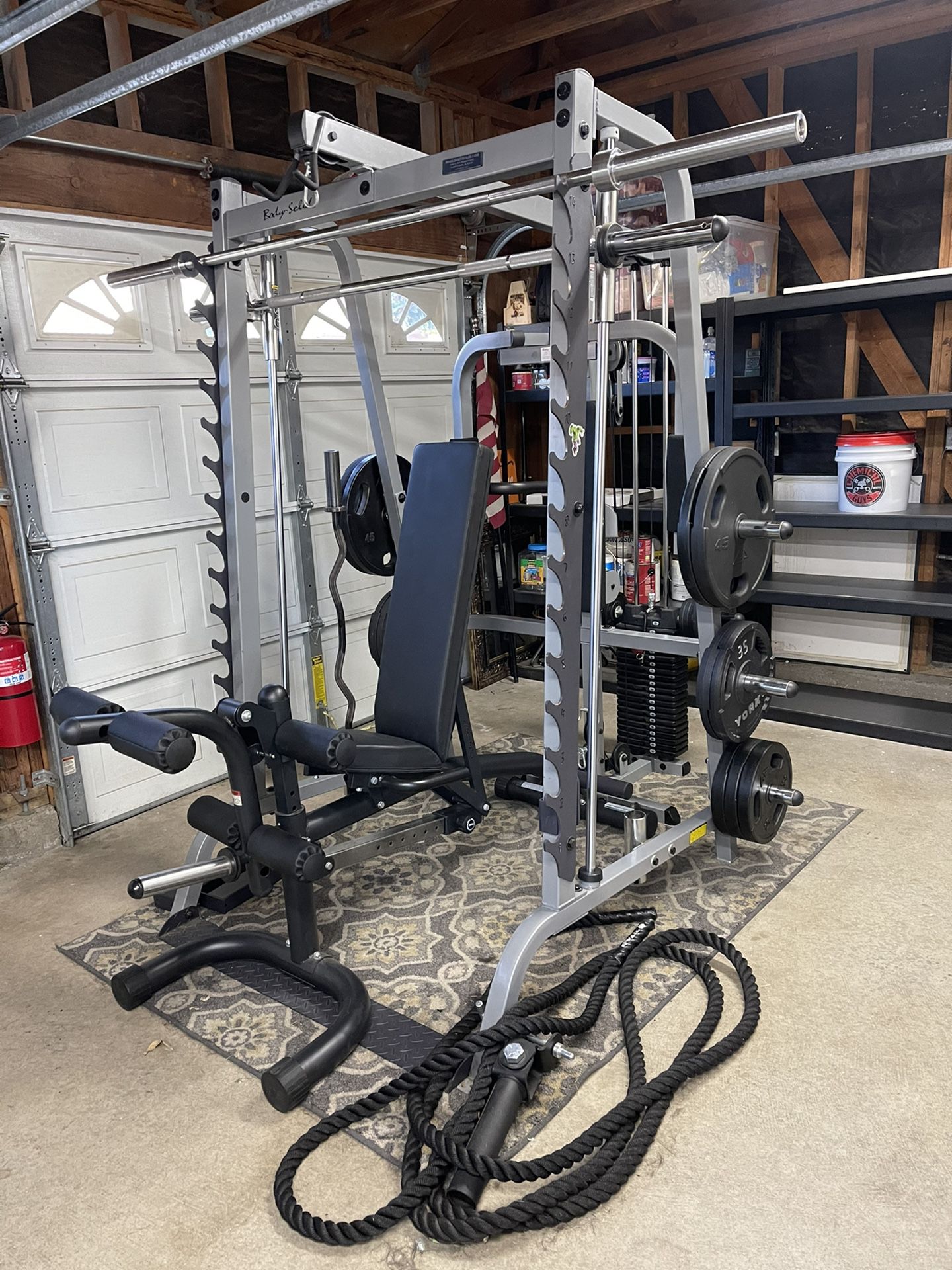 Body Solid Series 7 Smith Machine GS348QP4  W/ Heavy duty Bench Weights & Dumbells! 