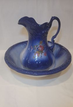 Vintage Heath Stone England 1888 Pitcher and  Basin Set