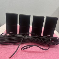 Set of 4 Bose Double Cube Speakers Lifestyle/Acoustimass with Speaker Wires
