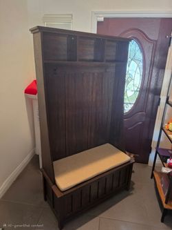 Homenations Craftsman 39.4-in Espresso Hall Tree with Storage Bench