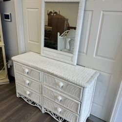 White Wicker 2 Piece Dresser
