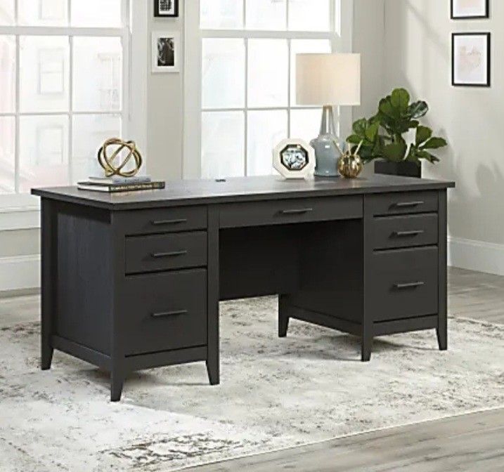 Sauder® Summit Station 66"W Executive Computer Desk, Raven Oak