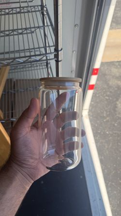 NEW Glass Iced Coffee Cup with Bamboo Lid & Straw