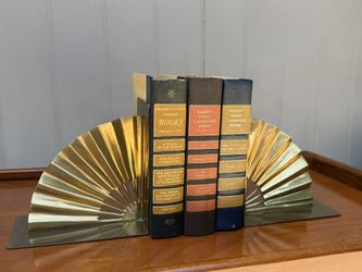 vintage Silvestri solid brass Asian fan bookends.