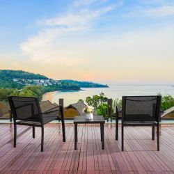 New 3-Piece Patio Furniture Set, Outdoor Patio Conversation Set, Bistro Set, Porch Furniture, Lawn Chairs with Coffee Table for Home, Lawn and Balcony