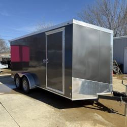 2026 New American Hauler 7x16 TA Screwless Enclosed Trailer | Spoiler Package | 6'6" Interior | 3-Year Nationwide Warranty! | 970 (Gray)
