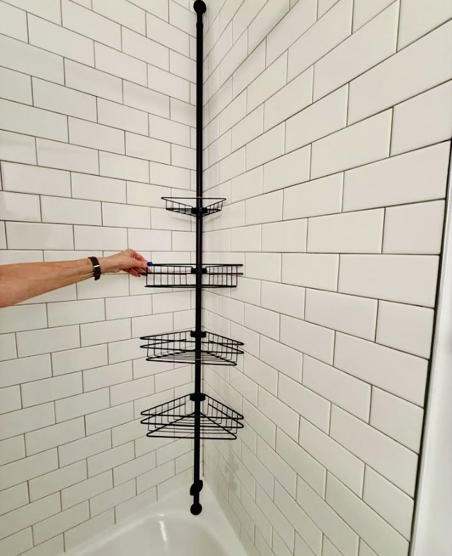 4-Tier Adjustable Corner Shower Rack, Bronze/Browne